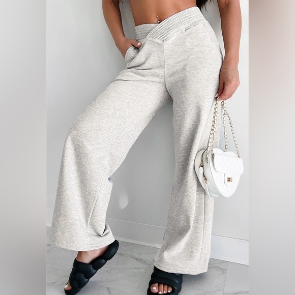 Activewear Elastic Waist Active Pants with Pockets light gray